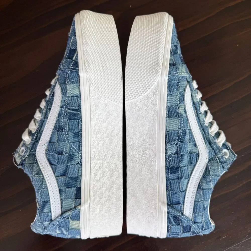 Size 8.5 - Unisex Vans Old Skool Stackform Woven Denim Platform Sneakers Men 7 - Picture 7 of 9